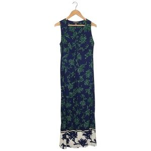 A Pea In The Pod Maternity Sleeveless Knot Front Leaf Stretch Maxi Dress Blue M